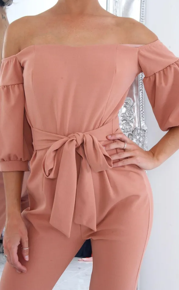 Kelly Pink Bardot Balloon Sleeve Jumpsuit Women Missfiga Jumpsuits Kelly Pink Bardot Balloon Sleeve Jumpsuit Women Missfiga Jumpsuits