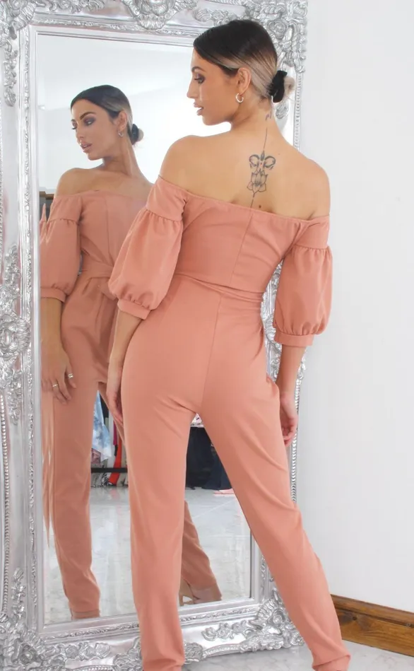 Kelly Pink Bardot Balloon Sleeve Jumpsuit Women Missfiga Jumpsuits Kelly Pink Bardot Balloon Sleeve Jumpsuit Women Missfiga Jumpsuits