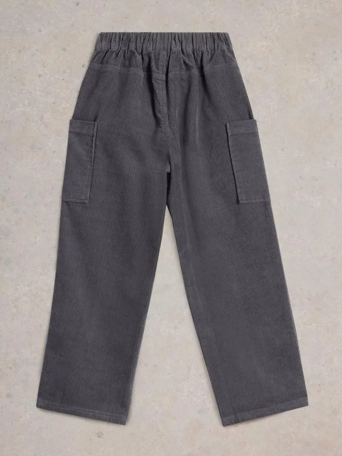 Kids Cord Cargo Trouser Charcoal Grey White Stuff Trousers