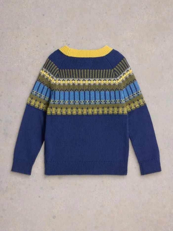Kids Fairisle Yoke Jumper Dark Navy White Stuff Knitwear