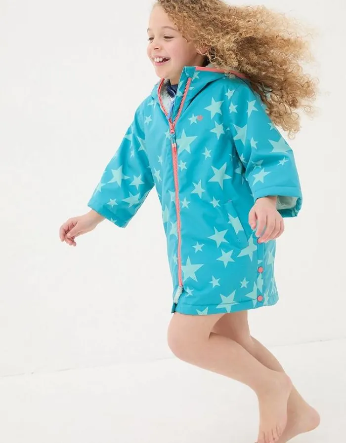 Kids FatFace Coats and Jackets Waterproof Changing Robe Aqua Blue