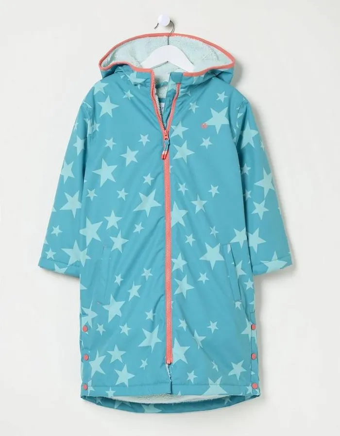 Kids FatFace Coats and Jackets Waterproof Changing Robe Aqua Blue