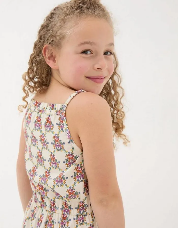 Kids FatFace Jumpsuits and Playsuits Kari Floral Print Playsuit Natural White