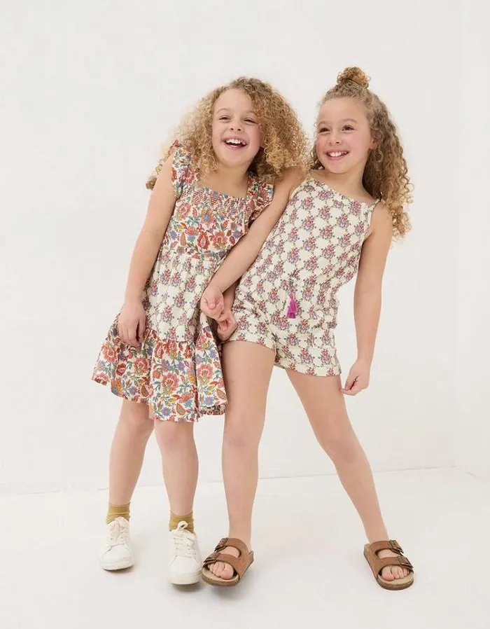 Kids FatFace Jumpsuits and Playsuits Kari Floral Print Playsuit Natural White