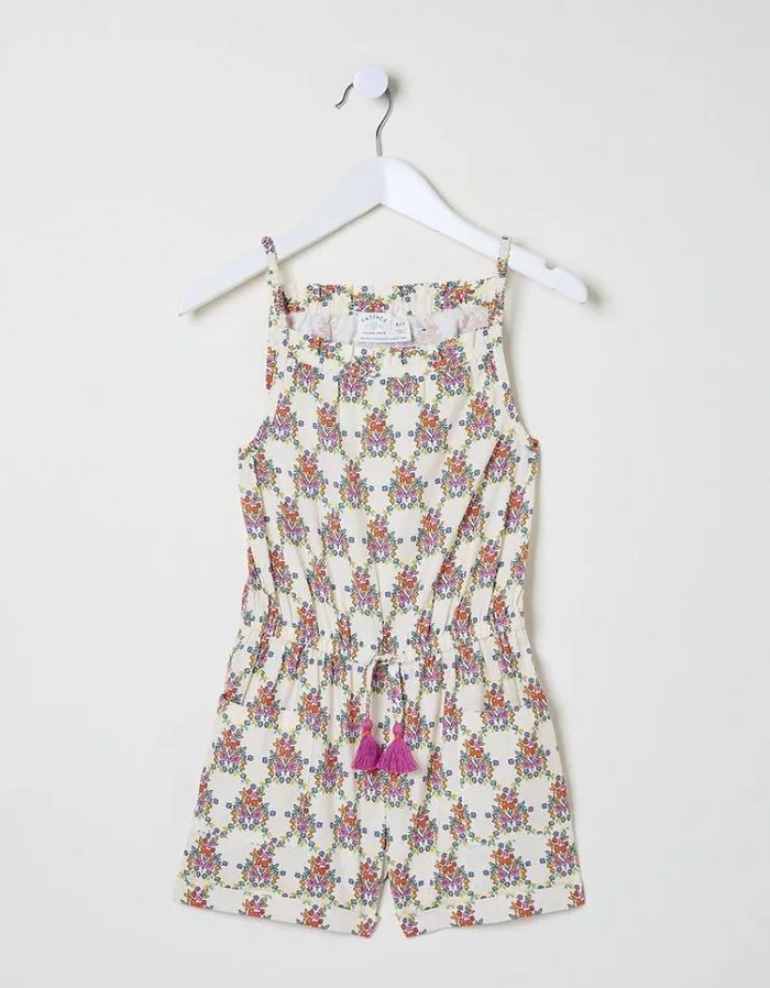 Kids FatFace Jumpsuits and Playsuits Kari Floral Print Playsuit Natural White