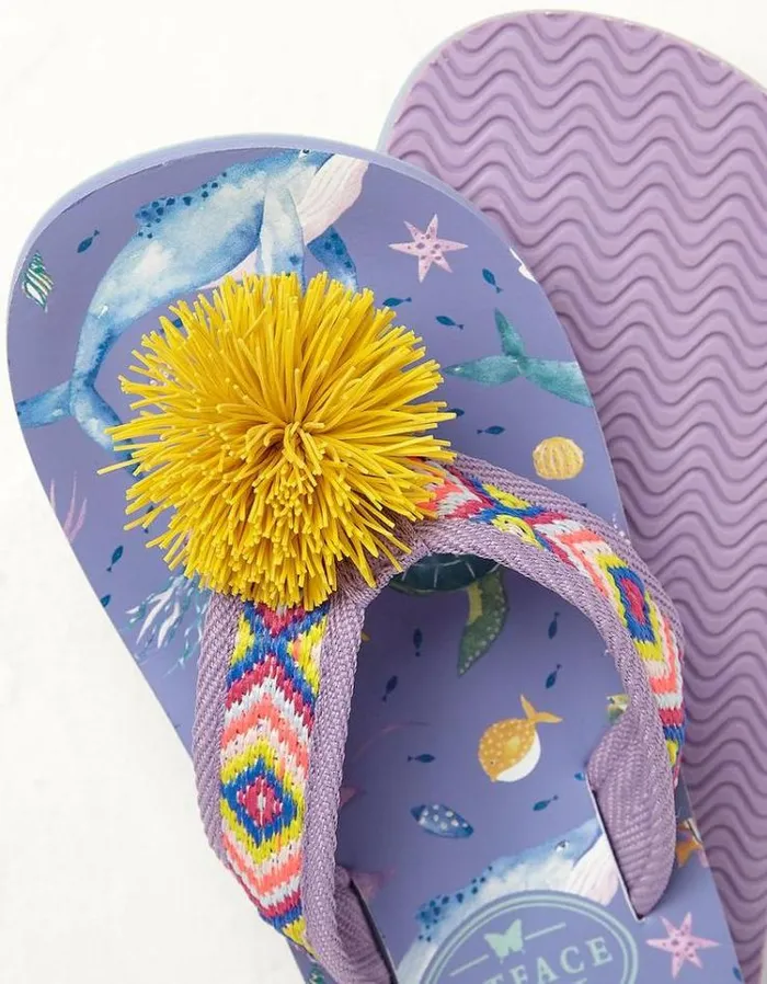 Kids FatFace Kids039 Sale Kids Sea Creature Flip Flops Lilac