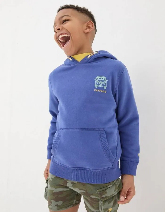 Kids FatFace Sweatshirts and Hoodies VW Graphic Pullover Hoodie Blue
