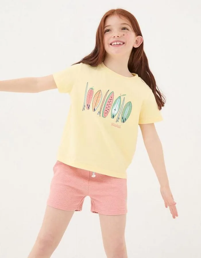 Kids FatFace Tops and TShirts Surf Graphic TShirt Yellow