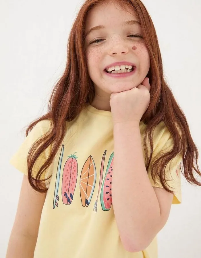 Kids FatFace Tops and TShirts Surf Graphic TShirt Yellow