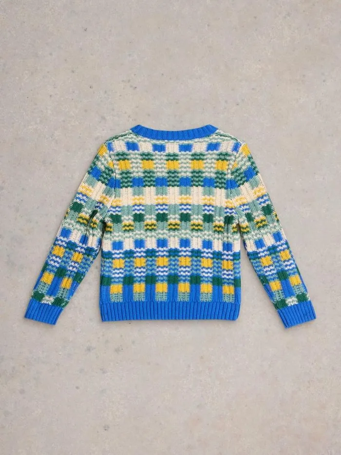 Kids Kids Checkerboard Jumper Blue Multi White Stuff Knitwear Kids Kids Checkerboard Jumper Blue Multi White Stuff Knitwear