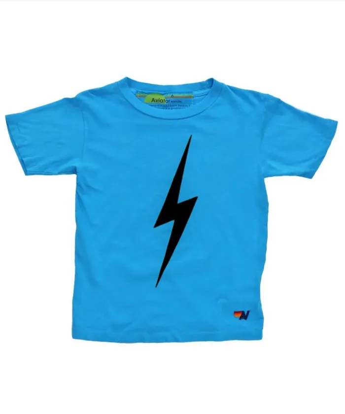 Kids Kids Collection Aviator Nation KID039S BOLT TEE 8211 NEON BLUE