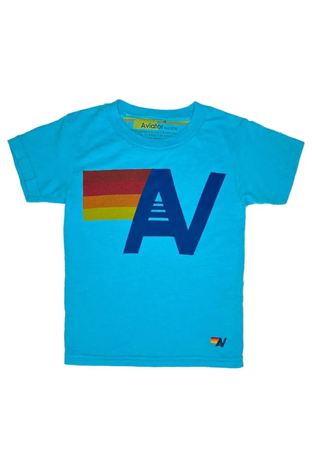 Kids Kids Collection Aviator Nation KID039S LOGO TEE 8211 NEON BLUE