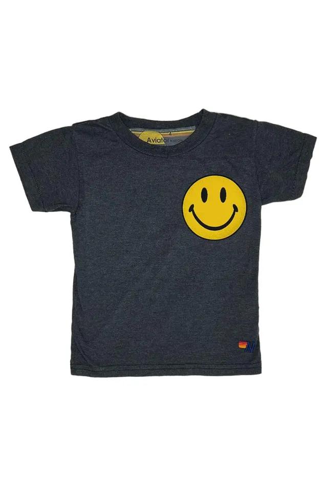 Kids Kids Collection Aviator Nation KID039S SMILEY 2 TEE 8211 CHARCOAL