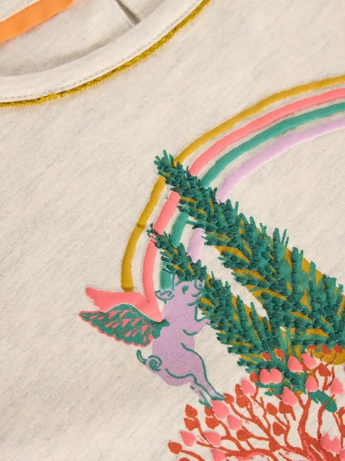 Kids LS Woodland Graphic Tee Natural Print White Stuff Tops