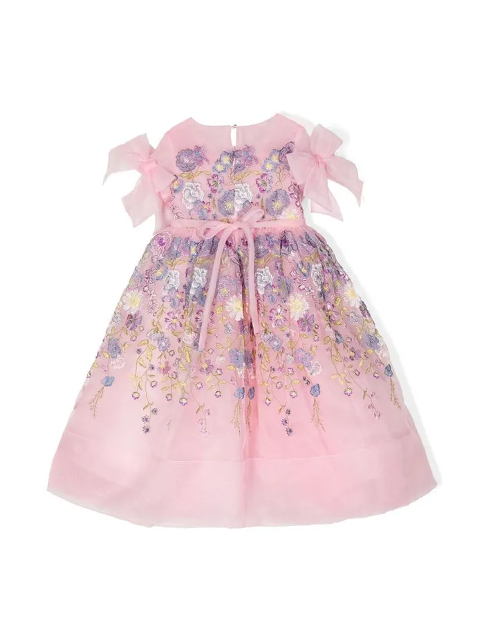 Kids Marchesa Gowns FlowerEmbroidered Organza Gown Glicine