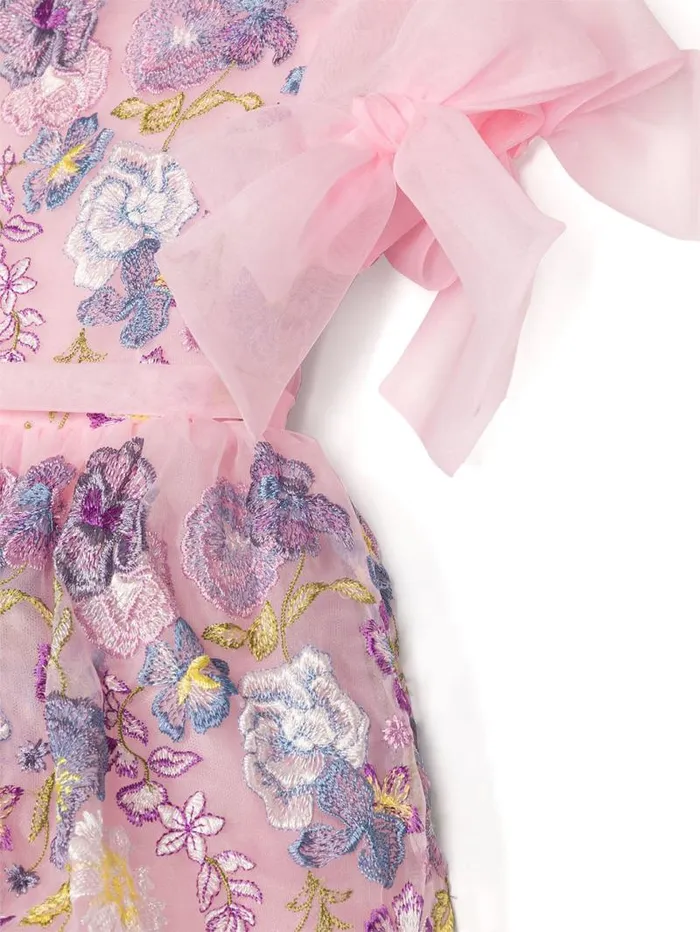 Kids Marchesa Gowns FlowerEmbroidered Organza Gown Glicine