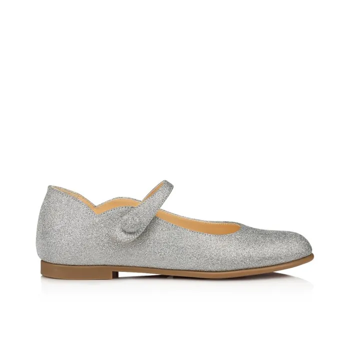 Kids Melodie Chick Ballerinas 8211 Glittered Calf Leather 8211 Silver Christian Louboutin Ballerinas