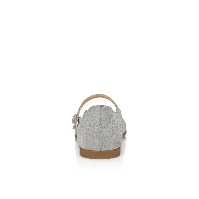 Kids Melodie Chick Ballerinas 8211 Glittered Calf Leather 8211 Silver Christian Louboutin Ballerinas