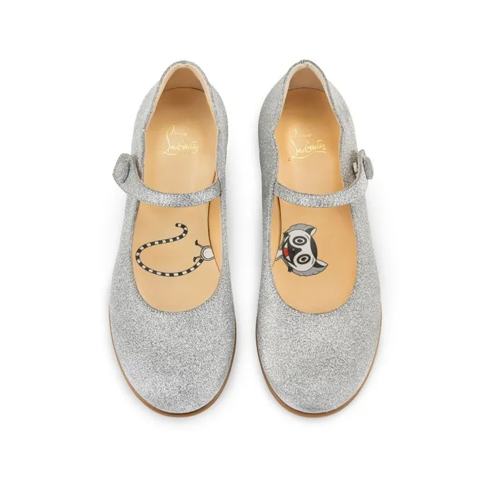 Kids Melodie Chick Ballerinas 8211 Glittered Calf Leather 8211 Silver Christian Louboutin Ballerinas