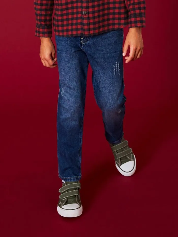 Kids River Rib Repair Jean Deep Blue White Stuff Trousers