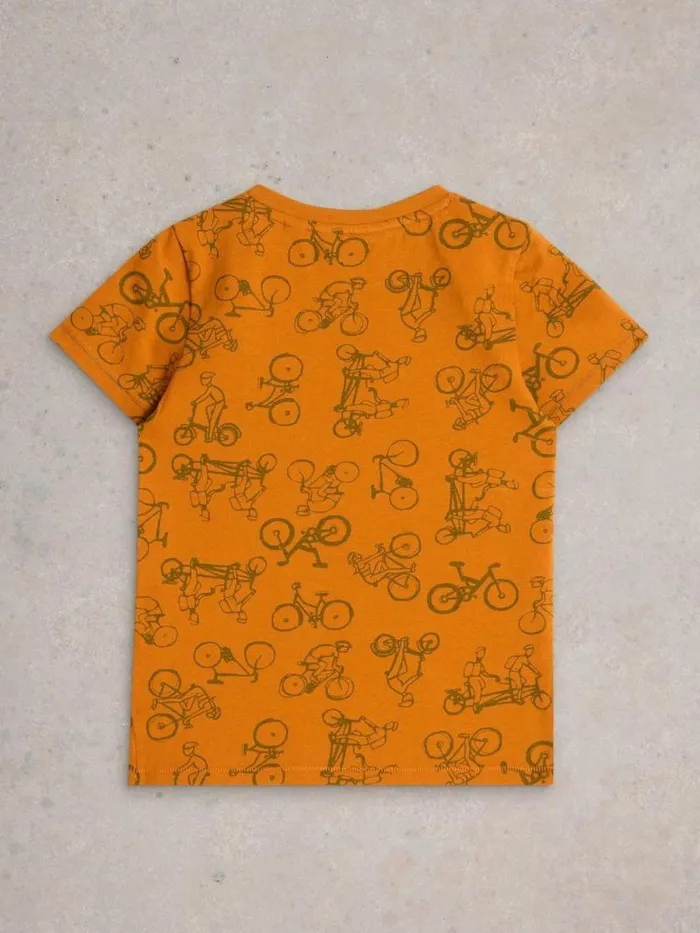 Kids SS Bike Print Tee Orange Multi White Stuff Tops