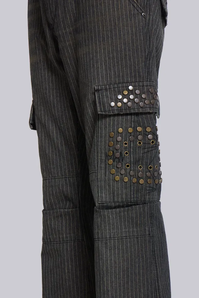 Kita Bootcut Pinstripe Cargo Pants Denim Jaded London Men