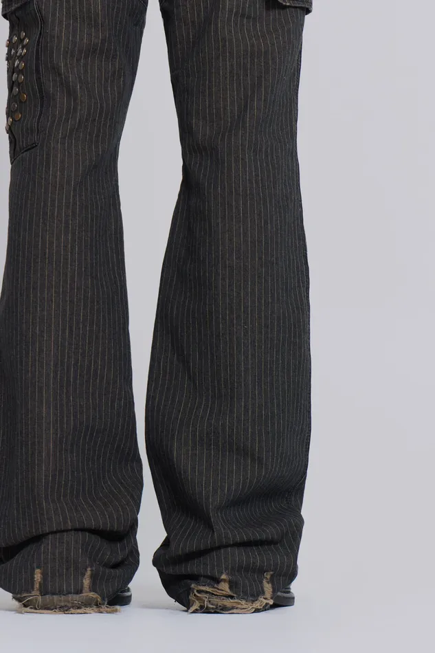 Kita Bootcut Pinstripe Cargo Pants Denim Jaded London Men