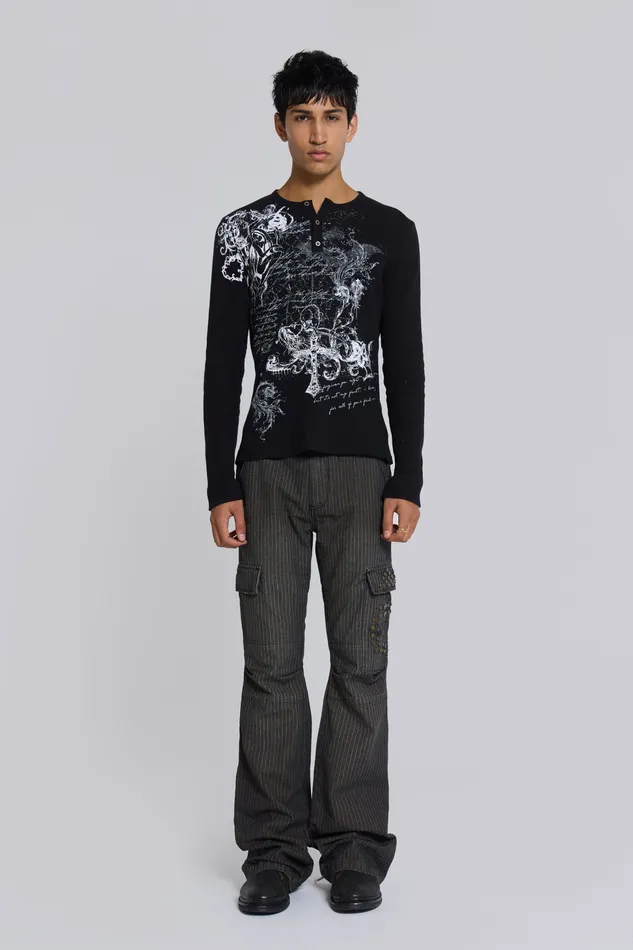 Kita Bootcut Pinstripe Cargo Pants Denim Jaded London Men