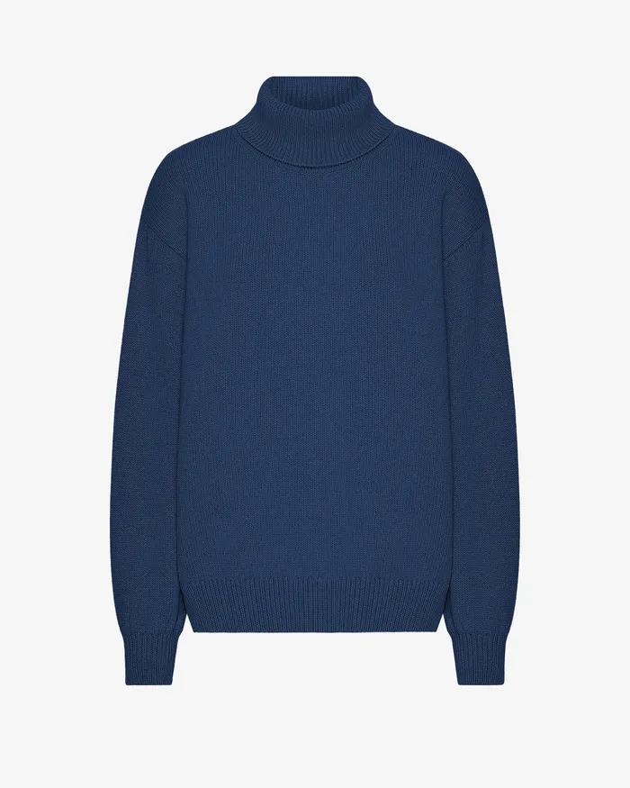Knit Sweaters Merino Wool Turtleneck 8211 Marine Blue 8211 Colorfulstandard Women