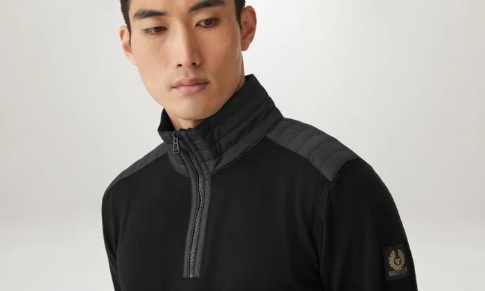 Knitwear Men Belstaff Kilmington Quarter Zip Jumper Black