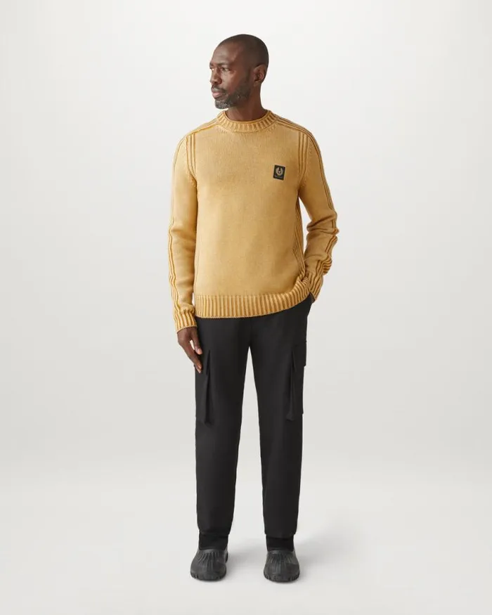 Knitwear Men Belstaff Watch Crewneck Jumper Glaze Yellow
