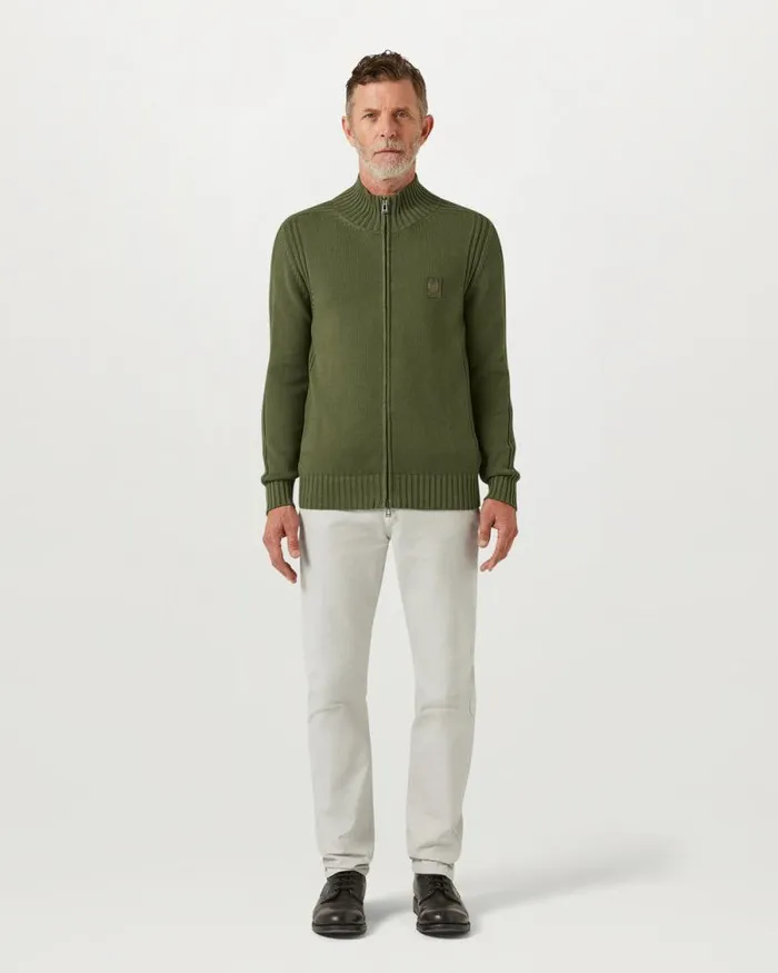 Knitwear Men Belstaff Watch Full Zip Cardigan Dark Surplus Green Knitwear Men Belstaff Watch Full Zip Cardigan Dark Surplus Green