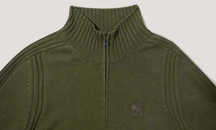 Knitwear Men Belstaff Watch Full Zip Cardigan Dark Surplus Green Knitwear Men Belstaff Watch Full Zip Cardigan Dark Surplus Green