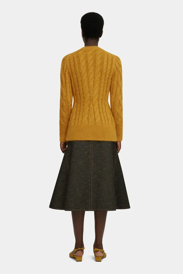 Knitwear Ross Cable Knit Cardigan in Mustard Mohair Emilia Wickstead Women