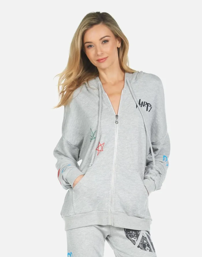 Koa Peace Hippie Heather Grey Women039s Lauren Moshi Hoodies