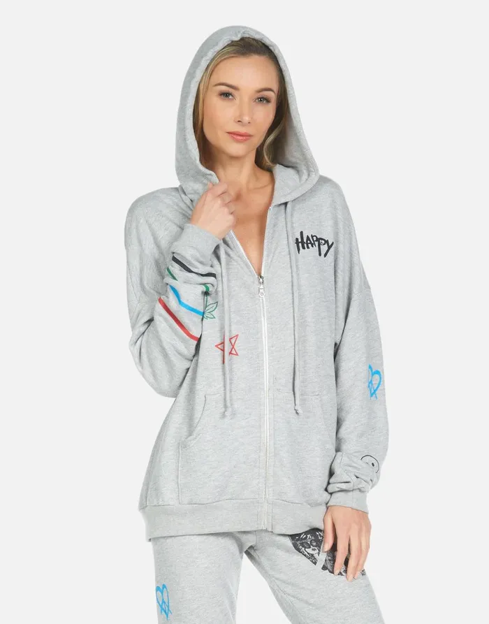 Koa Peace Hippie Heather Grey Women039s Lauren Moshi Hoodies