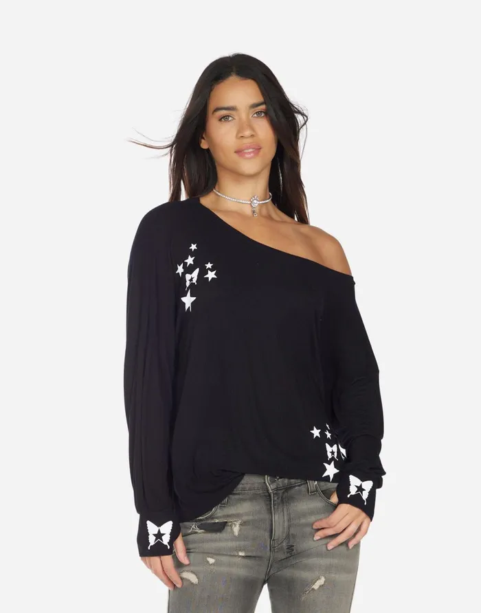 Krista Rock Star Butterfly Black Women039s Lauren Moshi Long Sleeve