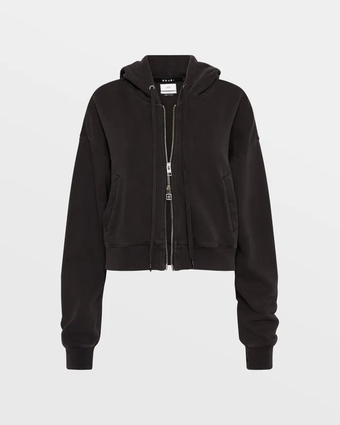 Ksubi 32154 Origin Cropped Hoodie Washed Black Womens Sweats