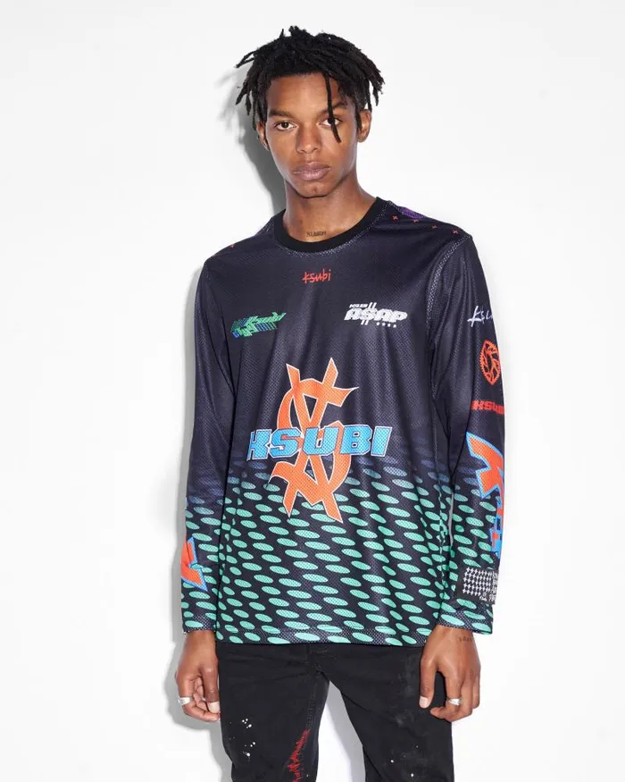 Ksubi Asap Tyy Moto Jersey Black Mens Shirts
