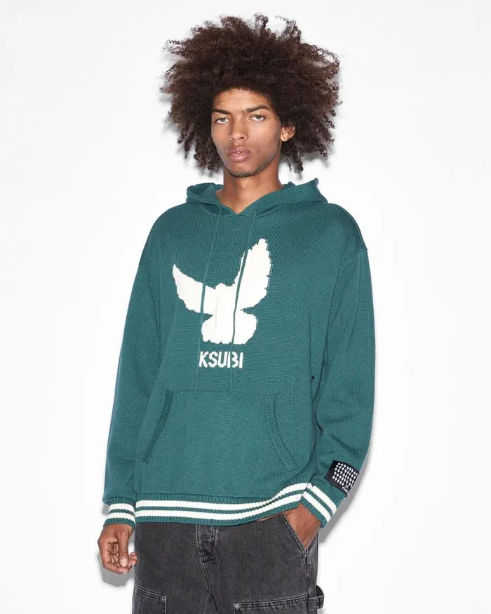 Ksubi Flight Knit Hoodie Green Mens Hoodies and Sweatshirts