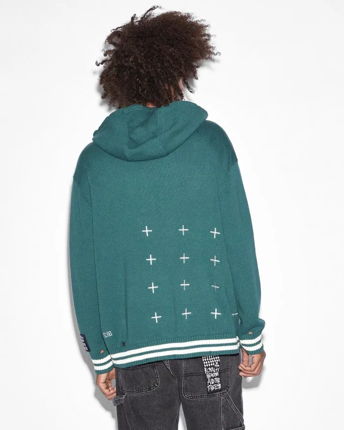 Ksubi Flight Knit Hoodie Green Mens Hoodies and Sweatshirts