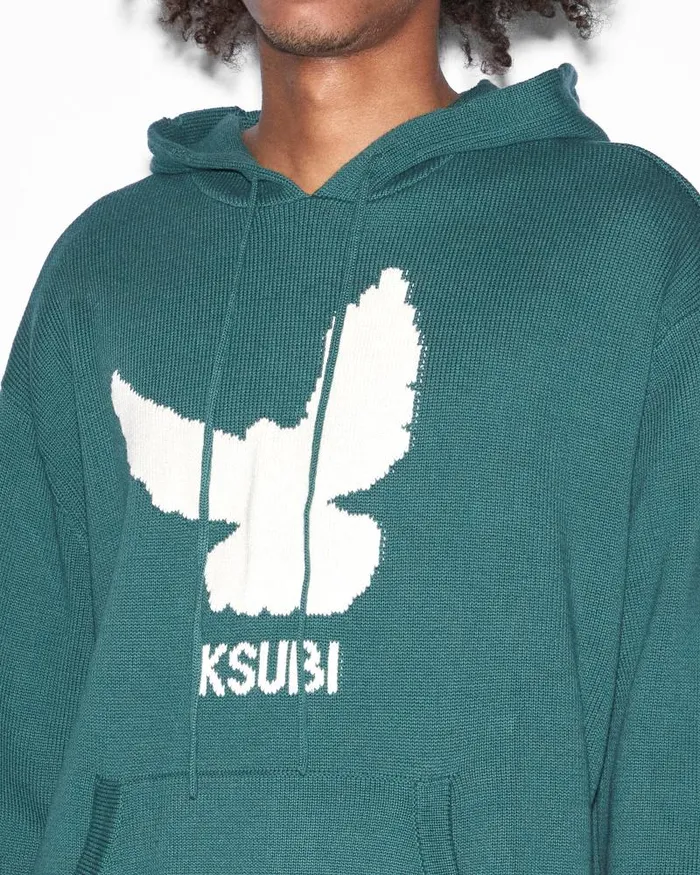 Ksubi Flight Knit Hoodie Green Mens Hoodies and Sweatshirts