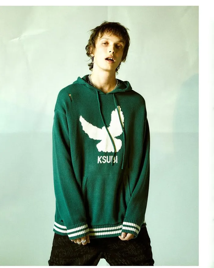 Ksubi Flight Knit Hoodie Green Mens Hoodies and Sweatshirts