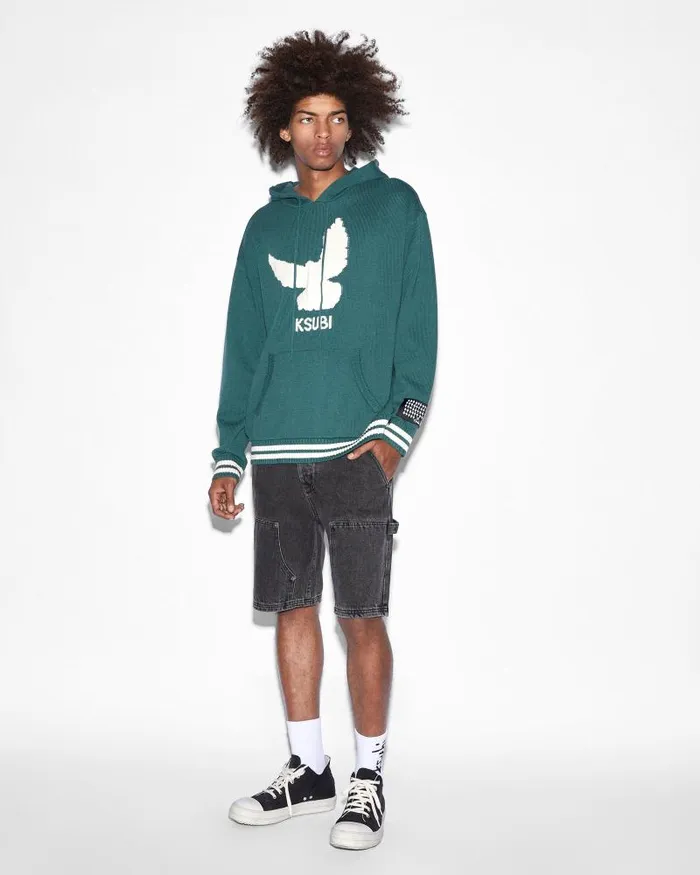 Ksubi Flight Knit Hoodie Green Mens Hoodies and Sweatshirts