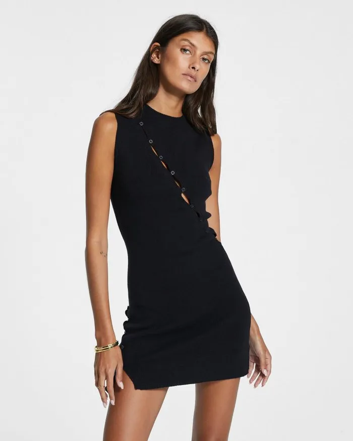 Ksubi Hex Keyhole Knit Dress Black Womens Dresses