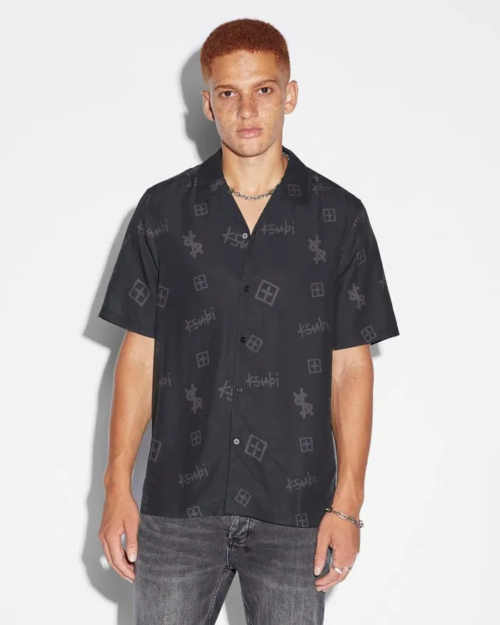 Ksubi Kash Box Resort Ss Shirt Coal Mens Shirts