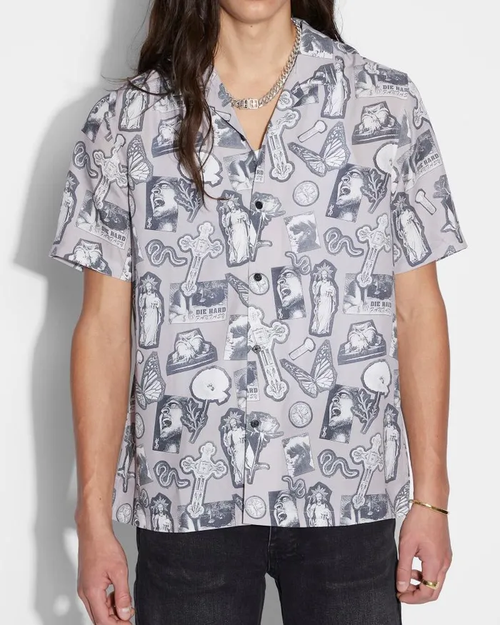 Ksubi Kut Out Resort Ss Shirt Silt Mens Shirts