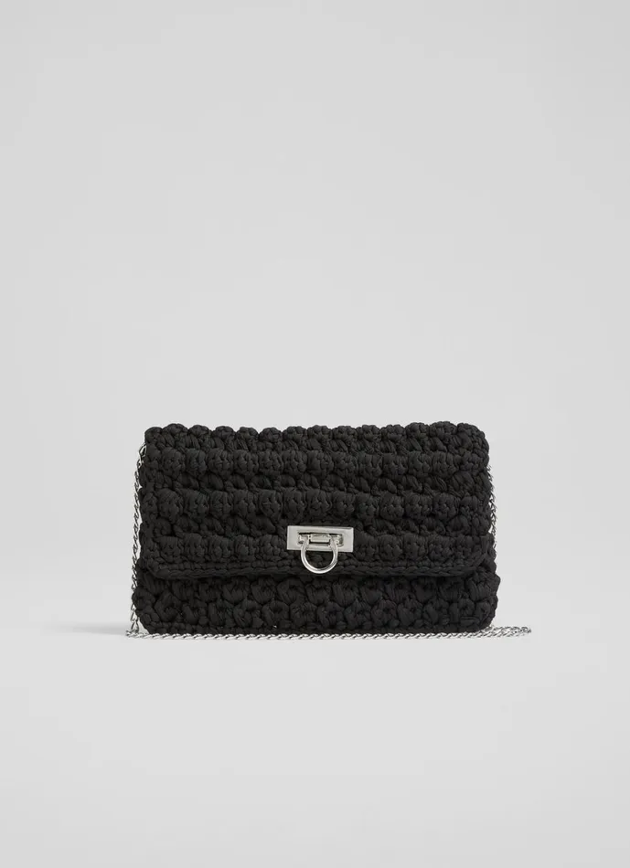 LKBennett Clutch Bags Women Essie Black Woven Fabric Clutch