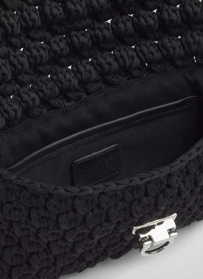 LKBennett Clutch Bags Women Essie Black Woven Fabric Clutch