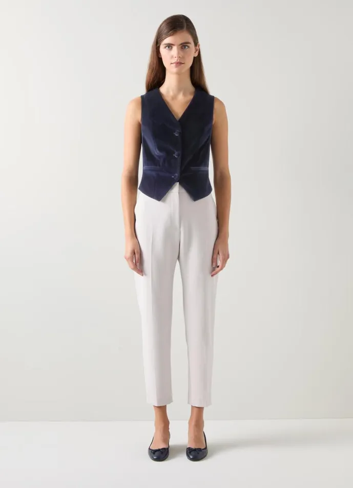 LKBennett Coats and Jackets Women Ami Navy Velvet Waistcoat